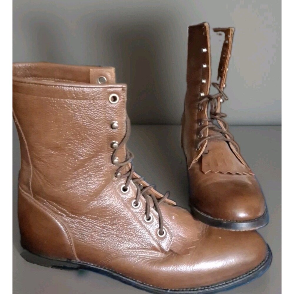 Excellent Condition Justin Lace Up Western Boots Womens Size 9B Brown